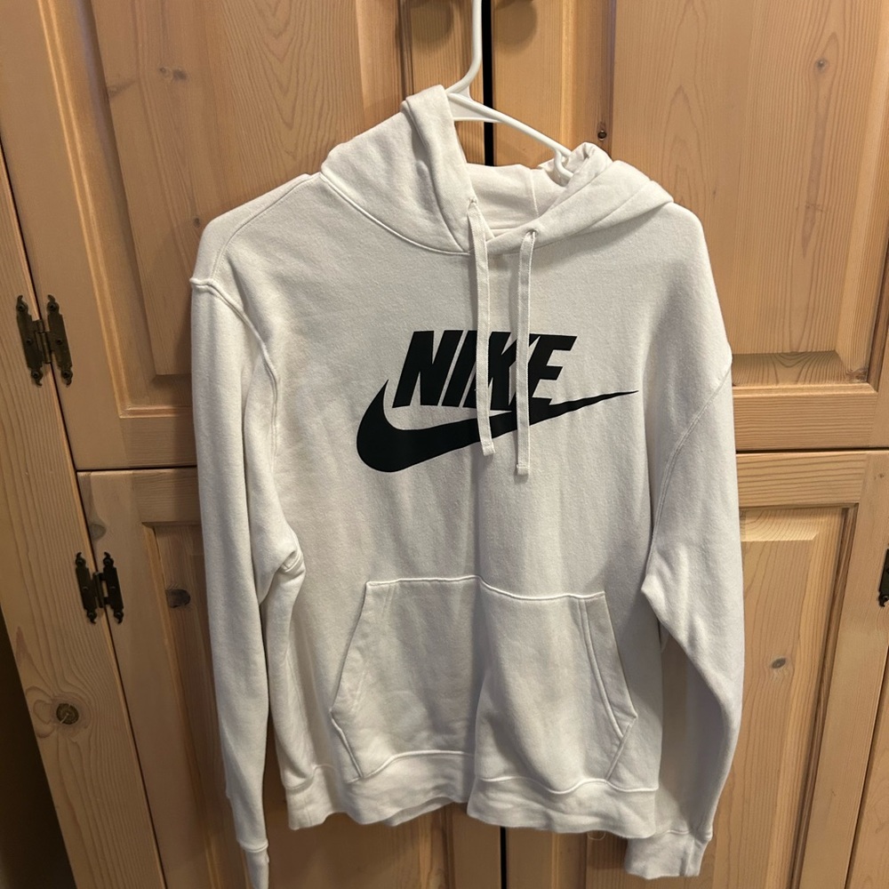 Nike Classic White Sweatshirt with Black Swoosh